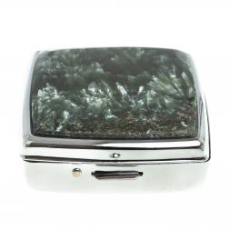 Таблетница на 2 отсека камень серафинит цвет серебро