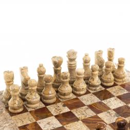 Шахматы "Дебют" доска 30х30 см оникс ракушечник