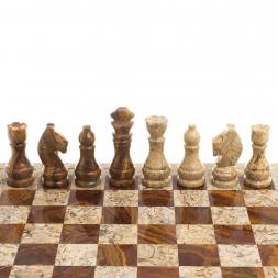 Шахматы "Дебют" доска 30х30 см оникс ракушечник