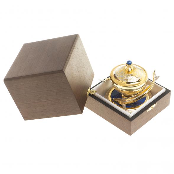 Икорница &amp;quot;Две стерлядки&amp;quot; лазурит Златоуст 123889