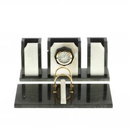 Настольный набор "Оптима" с часами камень мрамор