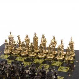 Шахматы бронзовые &amp;quot;Европейские&amp;quot; доска 32х32 см змеевик