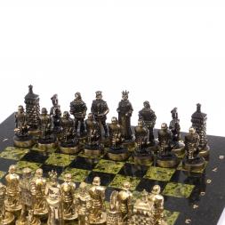 Шахматы бронзовые &amp;quot;Европейские&amp;quot; доска 32х32 см змеевик