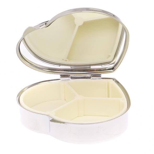 Таблетница &amp;quot;Сердце&amp;quot; на 3 отделения камень флюорит цвет серебро 125752