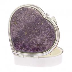 Таблетница "Сердце" на 3 отделения камень флюорит цвет серебро