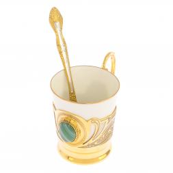 Кофейная чашка "Агат" из зеленого агата 80 мл Златоуст