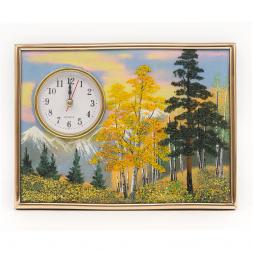 Настольные часы с панно на мдф &amp;quot;Осень&amp;quot; 20х15 см каменная крошка