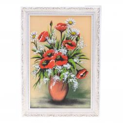 Картина рисунок каменная крошка &amp;quot;Натюрморт алые маки&amp;quot; багет 24х34 см