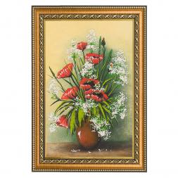Картина рисунок каменная крошка &amp;quot;Натюрморт алые маки&amp;quot; багет 24х34 см