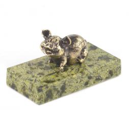 Статуэтка &amp;quot;Поросенок малый&amp;quot; из бронзы и змеевика