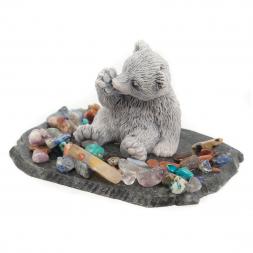 Сувенир из мрамолита "Медвежонок лижет лапу"