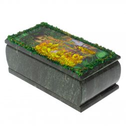 Шкатулка &amp;quot;Хозяйка медной горы. Осень&amp;quot; из змеевика 18х9х8 см