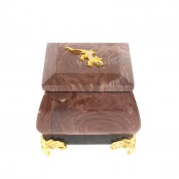 Шкатулка квадратная с ящерицей камень лемезит 6х6х5 см