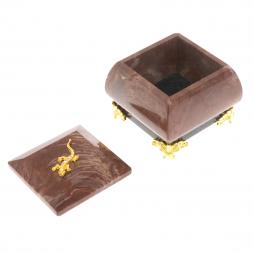 Шкатулка квадратная с ящерицей камень лемезит 6х6х5 см