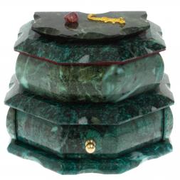 Ларец "Домик" камень змеевик 20x12x14 см