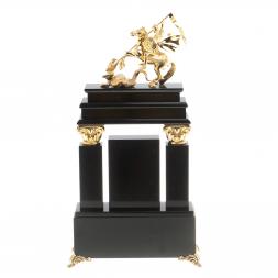 Часы из офиокальцита и бронзы &amp;quot;Георгий Победоносец&amp;quot;