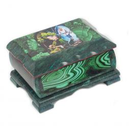 Шкатулка Хозяйка медной горы с иллюстрацией под малахит 15х9х7 см