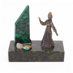 Сувенир статуэтка &amp;quot;Хозяйка медной горы&amp;quot; бронза камень змеевик малахит