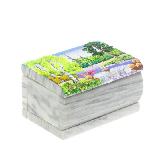 Шкатулка с рисунком &amp;quot;Лето&amp;quot; серый мрамор 10х6,5х6 см 127517