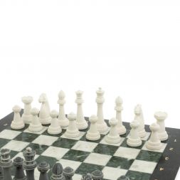 Шахматы подарочные &amp;quot;Стаунтон&amp;quot; 44х44 см мрамор / шабровский змеевик