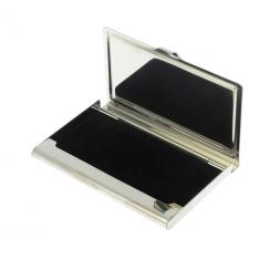 Визитница с прямой ящерицей змеевик цвет серебро