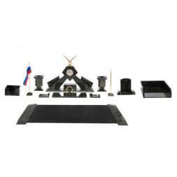 Настольный набор "Орел" из змеевика с бюваром и лотком А4