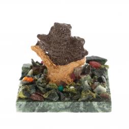 Сувенир &amp;quot;Два филина на пне&amp;quot; на змеевике