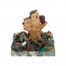 Сувенир &amp;quot;Два филина на пне&amp;quot; на змеевике