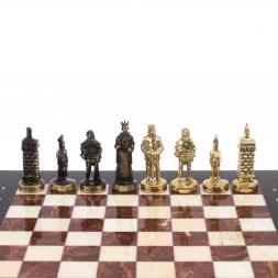 Шахматы бронзовые "Европейские" доска 32х32 см лемезит мрамор