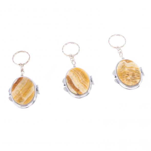 Складное зеркало брелок из оникса овальное 126584