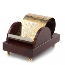 Подставка для телефона &amp;quot;Герб России&amp;quot; камень яшма в подарочной коробке Златоуст