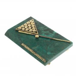 Сувенир &amp;quot;Подарок лучшему бильярдисту&amp;quot; бронза змеевик