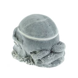 Пепельница / шкатулка "Череп со змеей" из мраморной крошки