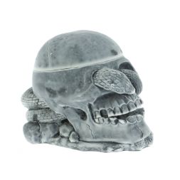 Пепельница / шкатулка "Череп со змеей" из мраморной крошки