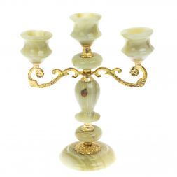 Подсвечник из оникса на три свечи 20,5х10х24 см