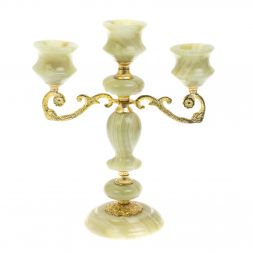Подсвечник из оникса на три свечи 20,5х10х24 см