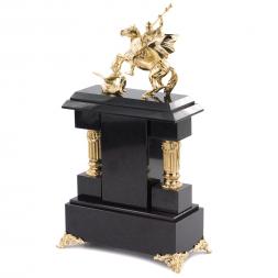 Интерьерные часы из малахита "Святой Георгий Победоносец" бронза