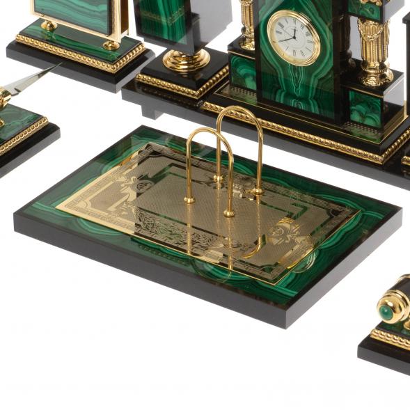 Письменный набор &amp;quot;Держава&amp;quot; из малахита Златоуст 129627