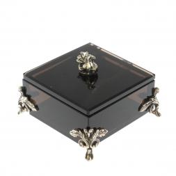 Шкатулка &amp;quot;Певчая птица&amp;quot; черный обсидиан 9х9х7,5 см