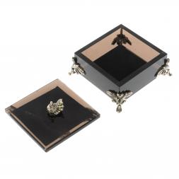 Шкатулка &amp;quot;Певчая птица&amp;quot; черный обсидиан 9х9х7,5 см