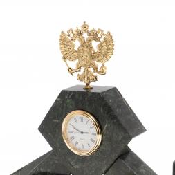 Письменный набор "Герб РФ" из змеевика с бюваром и лотком А4