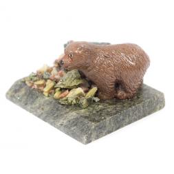 Сувенир &amp;quot;Мишка идет&amp;quot; змеевик самоцветы