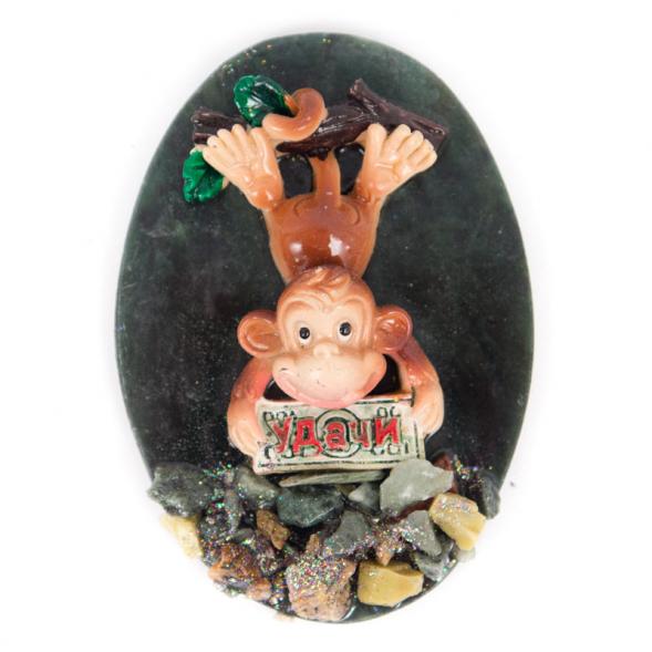 Магнит &amp;quot;Обезьянка на ветке &amp;quot;Удачи&amp;quot; змеевик 116826