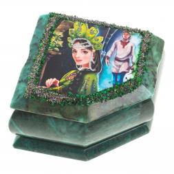 Шкатулка Хозяйка медной горы змеевик 11х9х6,5 см