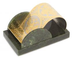 Настольная подставка для телефона "Герб России" камень нефрит в подарочной коробке Златоуст