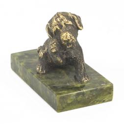 Статуэтка &amp;quot;Собачка малая №12&amp;quot; из бронзы и змеевика