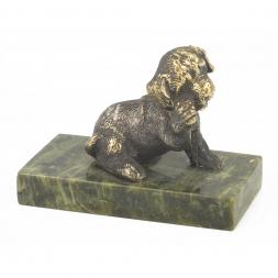 Статуэтка &amp;quot;Собачка малая №12&amp;quot; из бронзы и змеевика