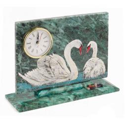 Часы &amp;quot;Лебеди&amp;quot; змеевик