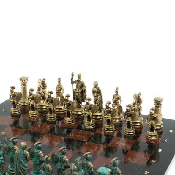 Шахматы &amp;quot;Древний Рим&amp;quot; фигуры бронза / патина 44х44 см лемезит 128385