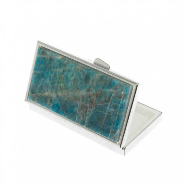 Таблетница на 3 отделения камень голубой апатит серебро 129896